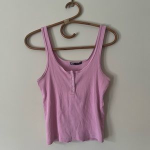Zara Pink Ribbed Tank Top